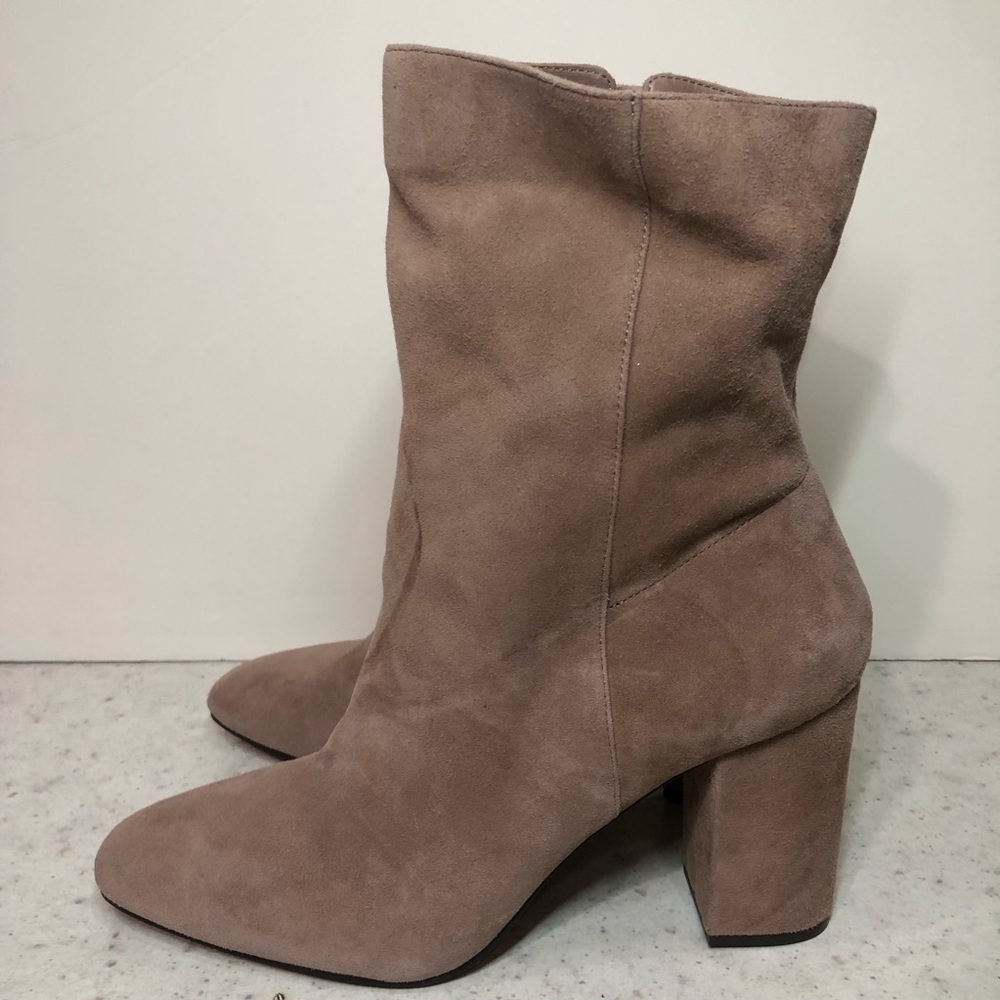 Jessica Simpson Womens 12M FLAWED Kaelin Tan Beige Leather Ankle Boots Side zip